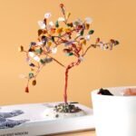 Ancient Wisdom Large Multi Stones On Natural Agate Base (100 Stones) Gemstone Tree