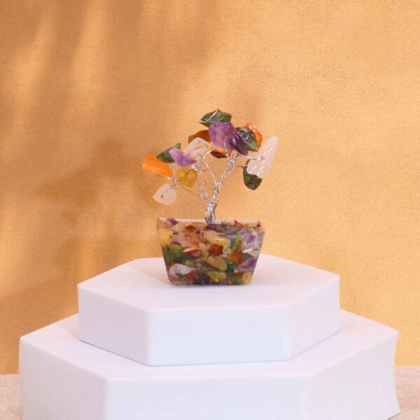 Ancient Wisdom Mini Multi Stones Gemstone Tree (15 Stones) On Orgonite Base
