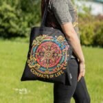Ancient Wisdom Iconic Black Cotton Classic Tote Bag – Compass of Life - Image 3