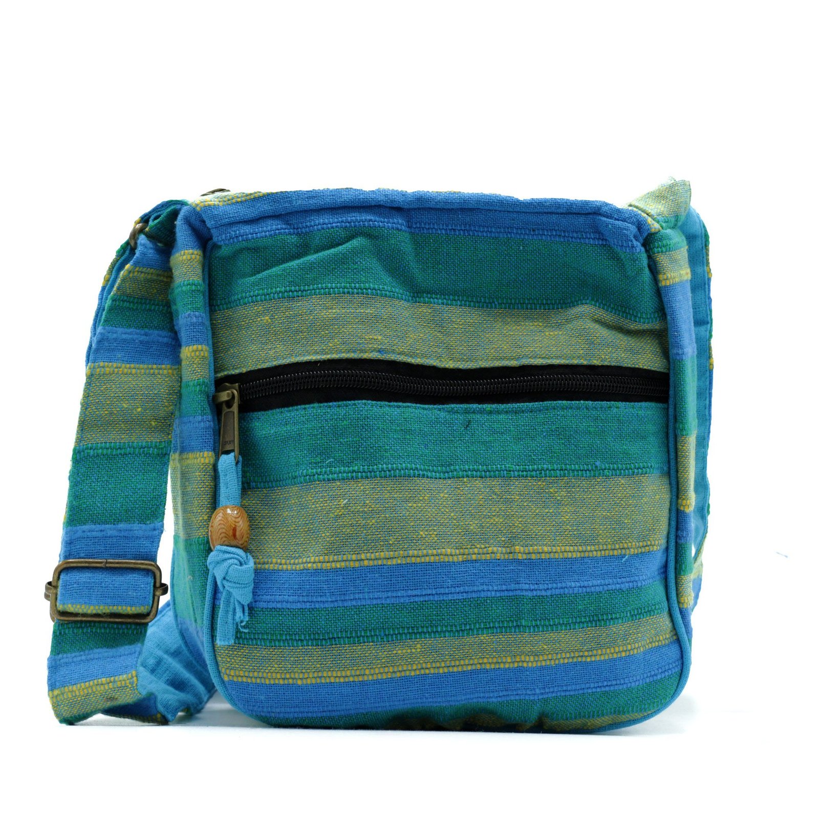 bG9jYWw6Ly9tZWRpYS85Ti84RS82MFIzMEMxRzZXUzM4RTlOLzYzZTlhNWVmLmpwZWc.jpg Nomad Sari Large Nepal Sling Bag with Adjustable Strap - Spring Meadows Green & Blue - Image 1