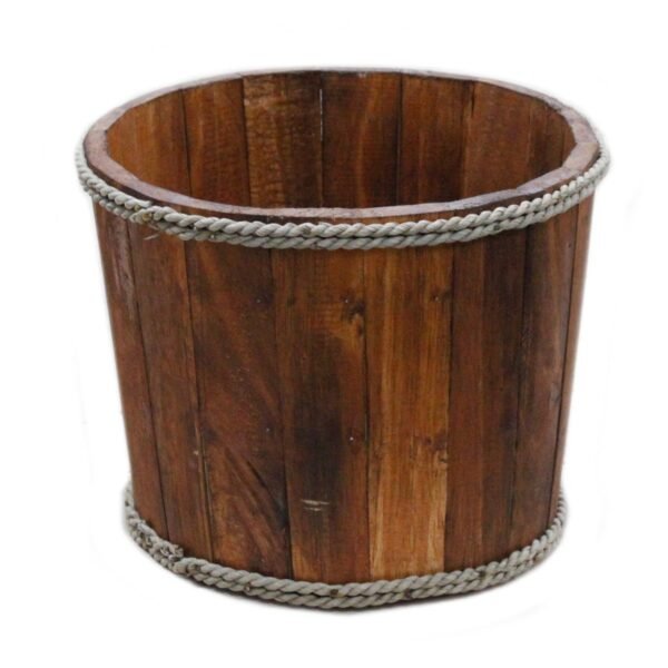 Ancient Wisdom Small Brown Albasia Wood Storage Tub