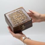 Ancient Wisdom 4 Compartment Mango Wood Carved Tea Box - Image 4