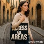 Nomad Sari Black & Natural Iconic Classic Cotton Tote Bag – Access All Areas - Image 5