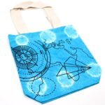 Ancient Wisdom Compass Design Blue Tye-Dye Cotton Bag with Natural Handle - Image 3