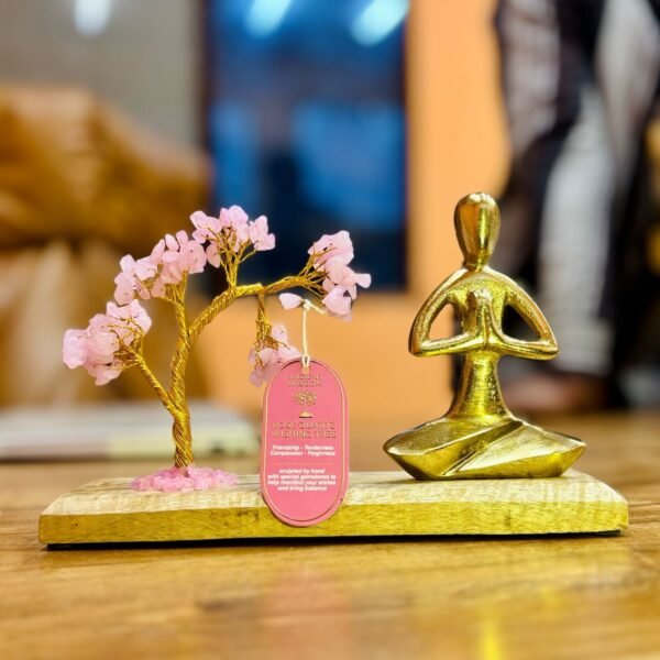 Ancient Wisdom 100 Chipstones Namaste Pose & Tilted Tree Gemstone Yoga Garden – Rose Quartz