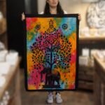 Ancient Wisdom Handcrafted Cotton Wall Art (112 x 78cm) – Elephant Tree - Image 2