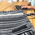 Ancient Wisdom Grey Stripes Soft Banjar Laptop Bag - Image 2