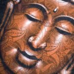 Ancient Wisdom Copper Brocade Detail Buddha Painting Canvas Art - Image 3
