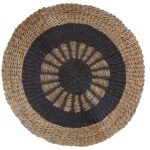 Ancient Wisdom Round Seagrass Inner Sun Black & Tan Rug – 1m