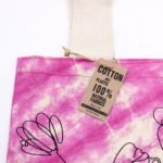 Ancient Wisdom Mandela Design Magenta Tye-Dye Cotton Bag with Black Handle - Image 4
