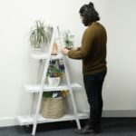Ancient Wisdom Whitewash Folding Wooden A-Frame Shelf - Image 3