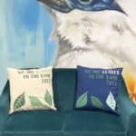 Ancient Wisdom Set of 3 ‘We Are Leaves’ Printed Cotton Cushion Covers – Yellow, Blue & Natural - Image 11