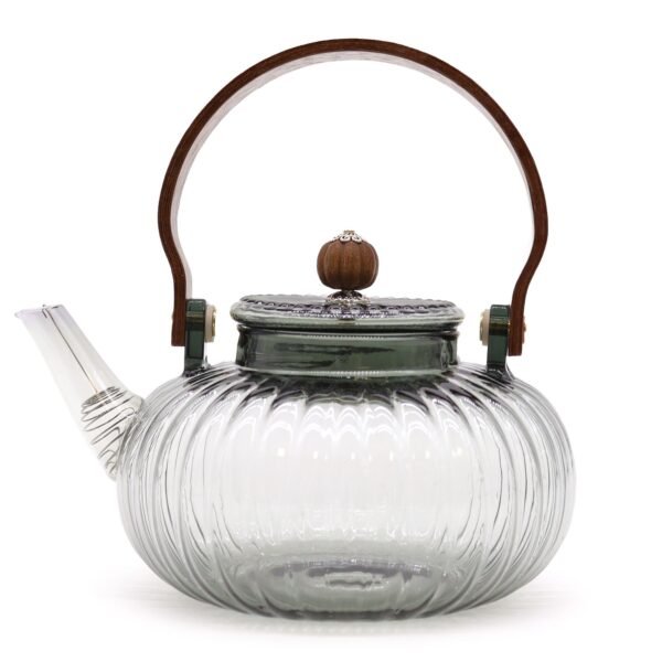 Ancient Wisdom 950ml Glass Ribbed Pearl Infuser Teapot – Charcoal
