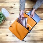 Hop Hare Cotton Canvas Travel Laptop Pouch – Orange - Image 2