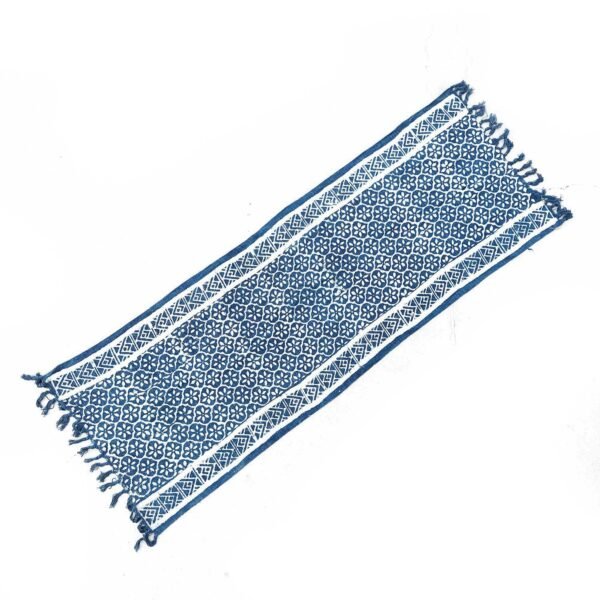 Ancient Wisdom Handmade Cotton Indigo Runner (170x60cm) - Madjid Tiles