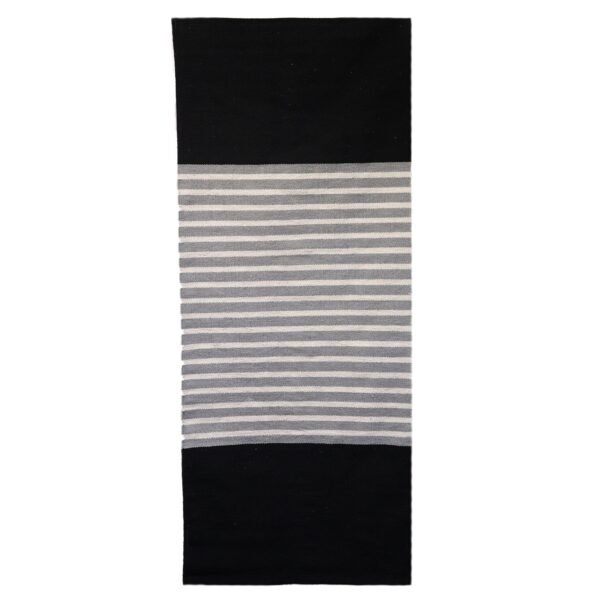 Ancient Wisdom Indian Cotton Rug (70x170cm) – Black / Grey