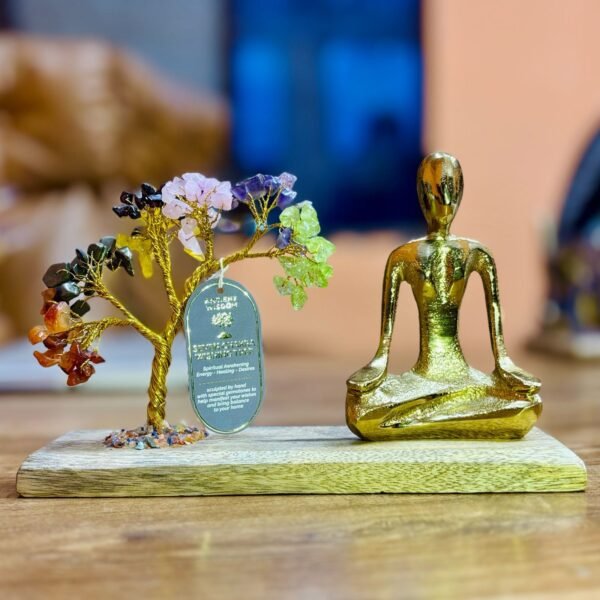Ancient Wisdom 100 Chipstones Mudra Pose & Tilted Tree Gemstone Yoga Garden – Seven Chakra