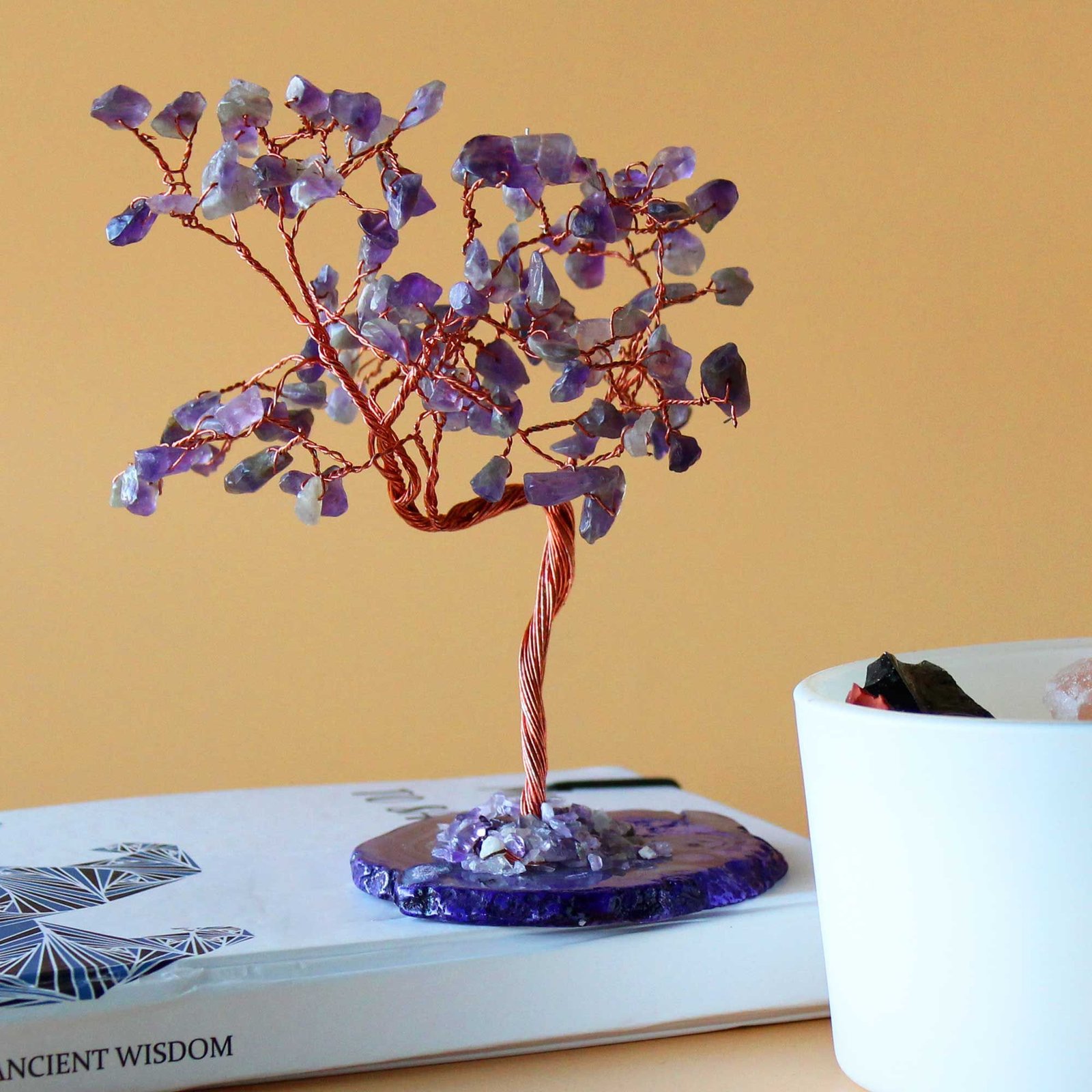 bG9jYWw6Ly9tZWRpYS85US9DRS82MFIzMEMxRzZXUjNDRTlRLzkwYmIxNWU1LmpwZWc.jpg Ancient Wisdom Large Amethyst On Natural Agate Base (100 Stones) Gemstone Tree - Image 1