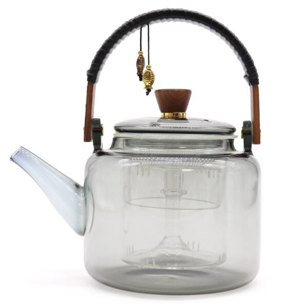 Ancient Wisdom 1000ml Glass Infuser Teapot with Steamer System - Charcoal