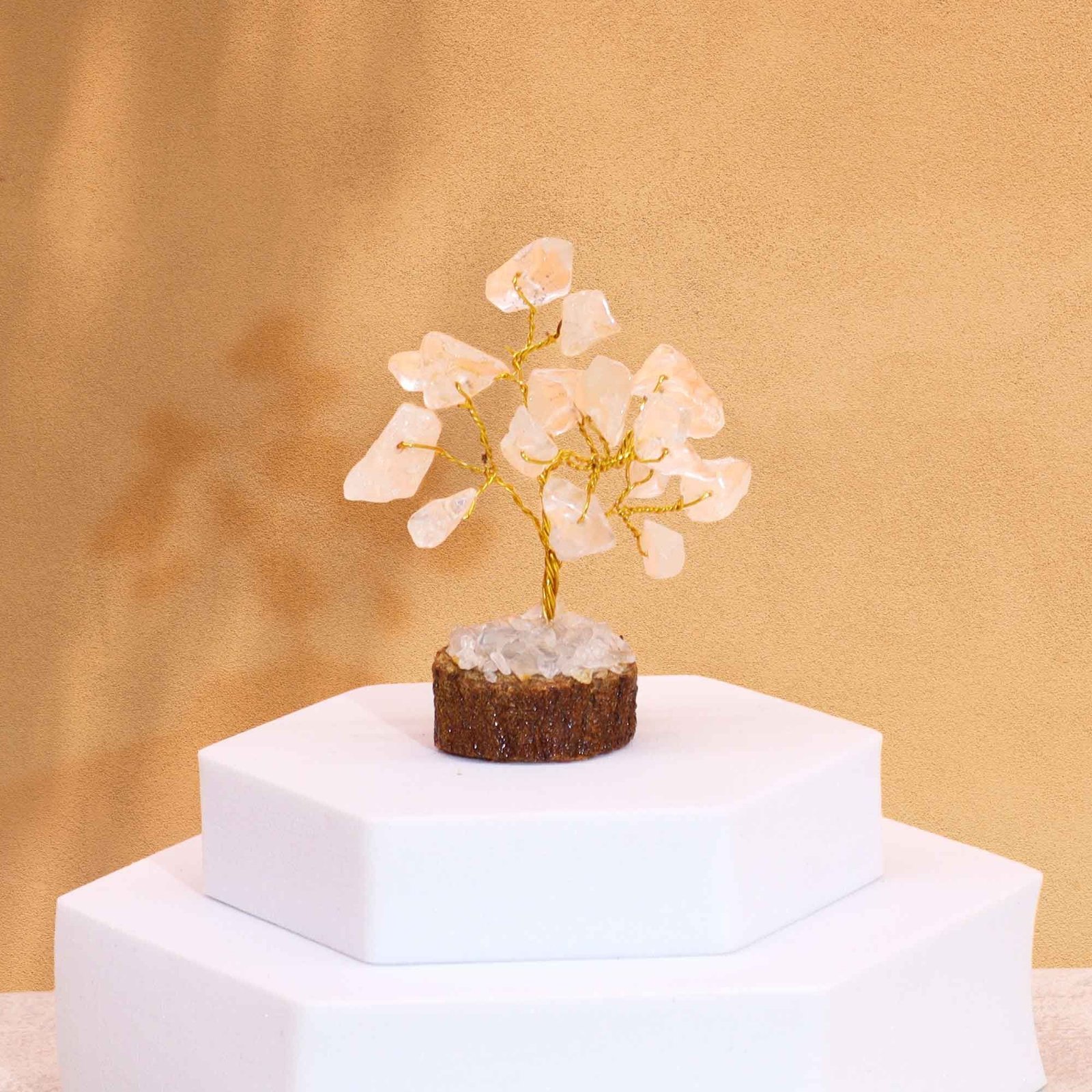bG9jYWw6Ly9tZWRpYS85US9FRS82MFIzMEMxRzZXUjNFRTlRLzEyZjU5NDdiLmpwZWc.jpg Ancient Wisdom Mini Rock Quartz Gemstone Tree (15 Stones) On Wooden Base - Image 1