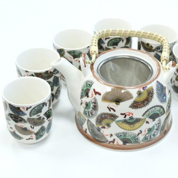 Ancient Wisdom Ceramic Herbal Teapot & 6 Matching Tea Cups – China Fans Design