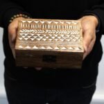 Ancient Wisdom White Washed 6x4 Aztec Design Wooden Box - Image 2