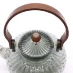 Ancient Wisdom 950ml Glass Ribbed Pearl Infuser Teapot – Charcoal - Image 2