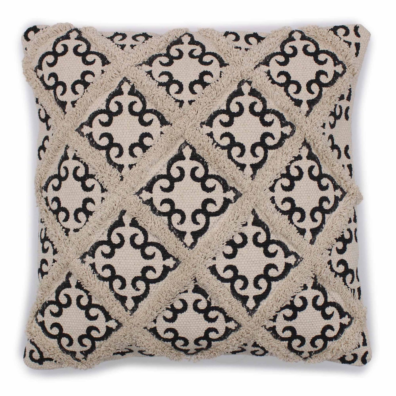 bG9jYWw6Ly9tZWRpYS85Ui80RC82MFIzMEMxRzZSVks0RDlSLzE3NjYxZTRhLmpwZWc.jpg Ancient Wisdom Classic Cotton Cushion Cover – Lux Criss-Cross & Print - Image 1