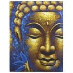 Ancient Wisdom Gold Face & Lotus Flower Buddha Painting Canvas Art