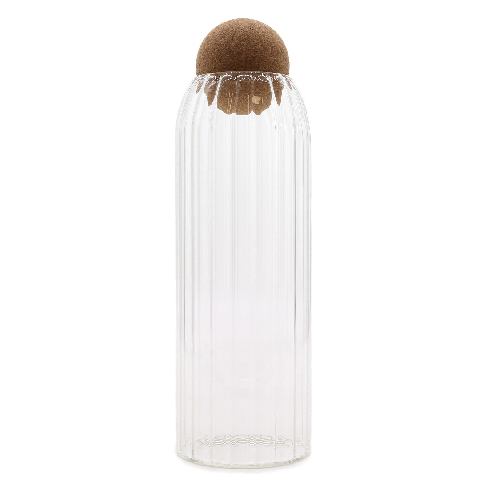 bG9jYWw6Ly9tZWRpYS85Ui82RC82MFIzMEMxSDc0UjM2RDlSL2I0NzFiMDgzLmpwZWc.jpg Ancient Wisdom Clear 25cm Cottage Cork Ball Ribbed Glass Jar - Image 1
