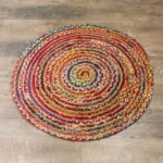 Ancient Wisdom Handmade Round Jute & Recycled Cotton Rug – 90cm - Image 4