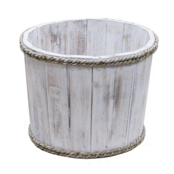 Ancient Wisdom Small Whitewash Albasia Wood Storage Tub