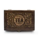 Ancient Wisdom 6 Compartment Mango Wood Carved Tea Box - Image 2