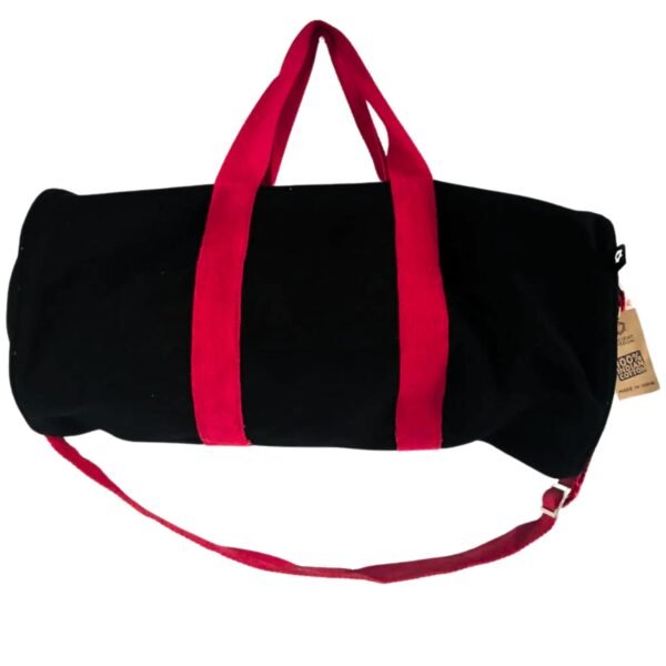 Ancient Wisdom Don’t Quit Cotton Canvas Gym Bag – Black with Cherry Pink Handle