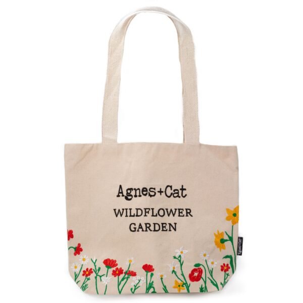 Agnes + Cat Wildflower Garden Design Cotton Tote Bag – Red Flowers