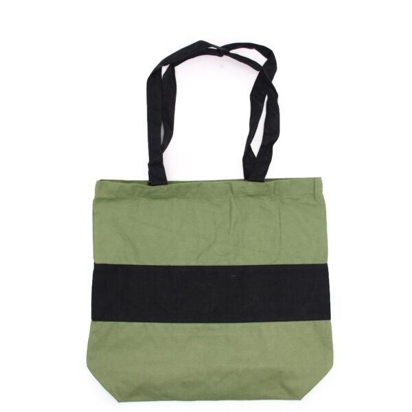 Ancient Wisdom Green & Black Two Tone Design Big Cotton Shopping Bag