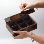 Ancient Wisdom 6 Compartment Mango Wood Carved Tea Box - Image 5