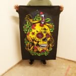 Ancient Wisdom Cotton Wall Art (70x110cm) - Dead of the Dead Skull - Image 2