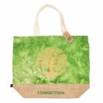 Ancient Wisdom Green Stonewash Jute & Cotton All Natural Bag – Tree of Life (Connection)