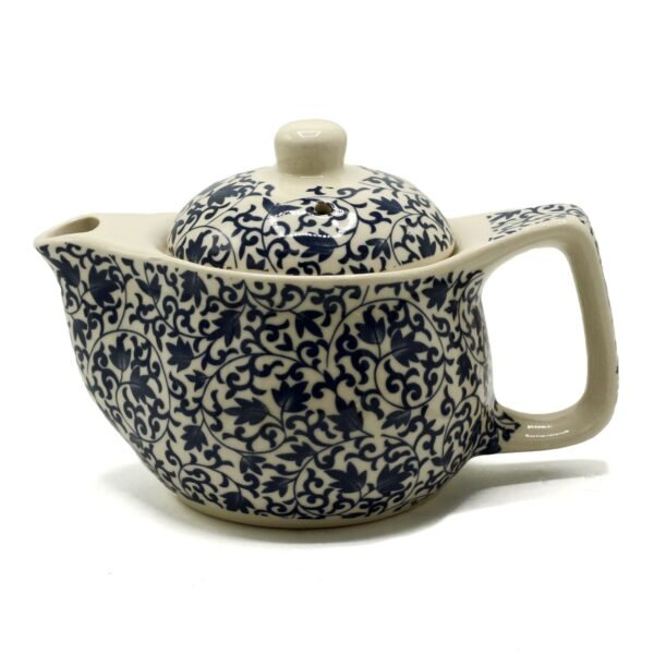 Ancient Wisdom 350ml Small Ceramic Herbal Teapot – Blue Pattern