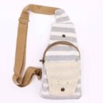 Ancient Wisdom Natural Cotton Body Cross Bag – Grey & White - Image 3