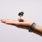 Ancient Wisdom Mini Black Agate Gemstone Tree (15 Stones) On Wooden Base - Image 2