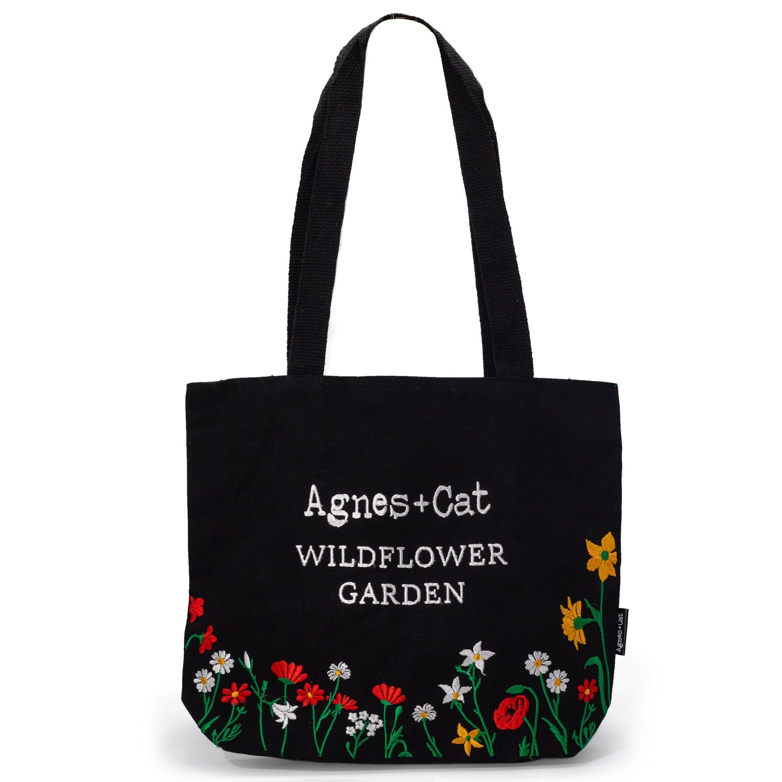 bG9jYWw6Ly9tZWRpYS85Uy9HQy82MFIzMEMxSjY0UktHQzlTLzVlN2Y5YzMxLmpwZw.jpg Agnes + Cat Wildflower Garden Design Cotton Tote Bag - Black - Image 1
