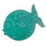 Ancient Wisdom Turquoise Albasia Wood Fish Stand - Image 6
