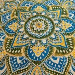 Ancient Wisdom Large Mandala Roundy Wall Art Spread (180cm) - Yellow & Blue - Image 2