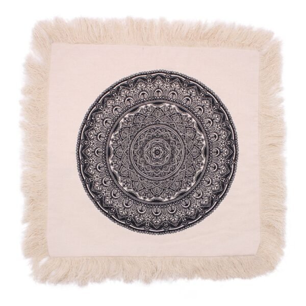 Ancient Wisdom Traditional Mandala Cushion Cover (45x45cm) – Cream / Black