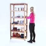 Ancient Wisdom Handcrafted Recycled Wood Six Shelf Display with Casters - Image 3
