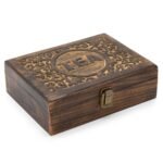 Ancient Wisdom 12 Compartment Mango Wood Carved Tea Box