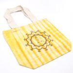 Ancient Wisdom Namaste Hands Design Yellow Tye-Dye Cotton Bag with Natural Handle - Image 3
