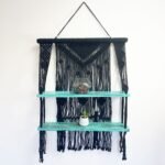 Ancient Wisdom Black Macrame Hanging Shelves - Turquoise - Image 2